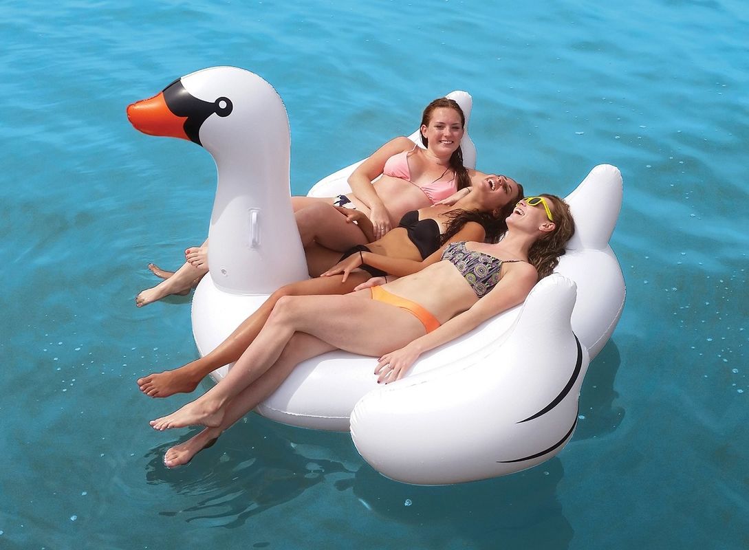 Большой надувный бассейн плавающий белый лебедь Floatie Toy 190 X 190 X 130CM