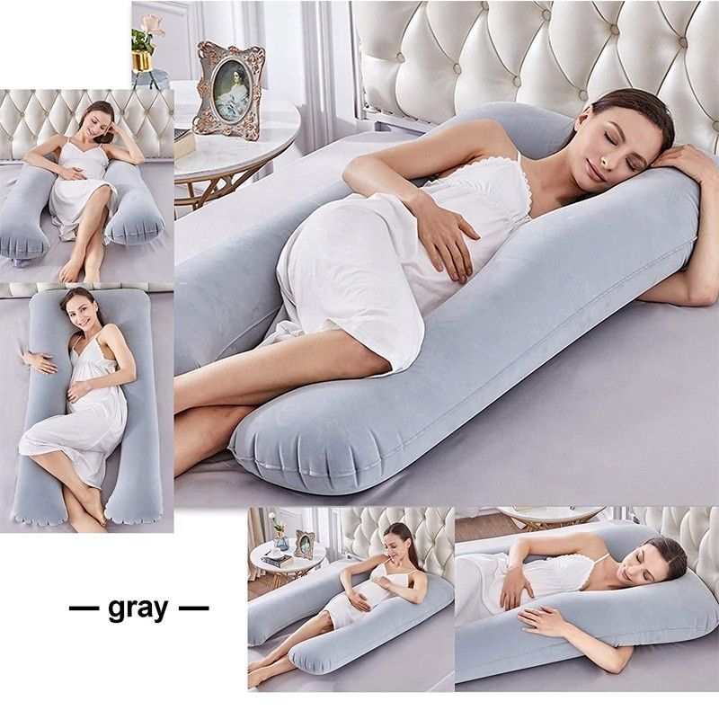 LC Flocked PVC Soft Inflatable Pregnancy Pillows U-образные полнотеловые материнские подушки